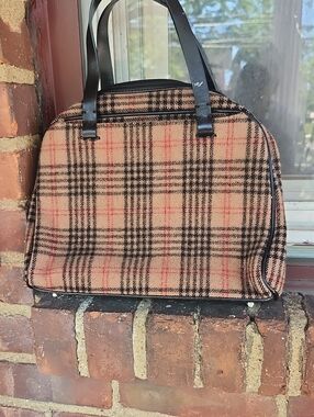 Brooks Brothers Plaid Mini Tote in Beige, Black and Pink